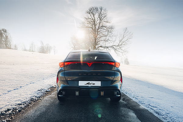 Ein CUPRA Tavascan von hinten