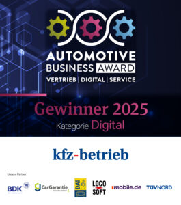 Auszeichnung Automotive Business Award; Gewinner 2025 in der Kategorie Digital