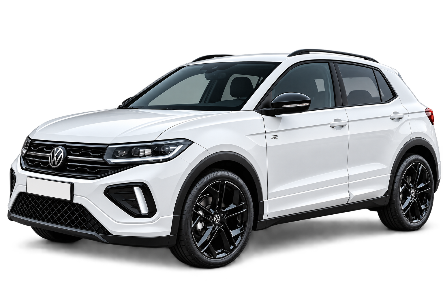 Weißer Volkswagen SUV im Studio-Cutout
